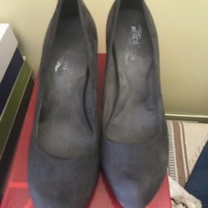 Grey suede platforms